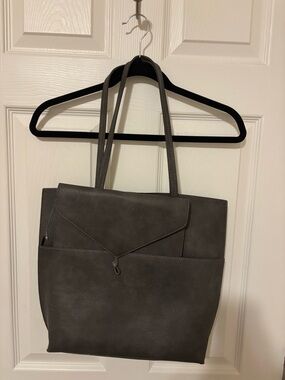 Street Level Gray Tote Bag with flap bag/wallet